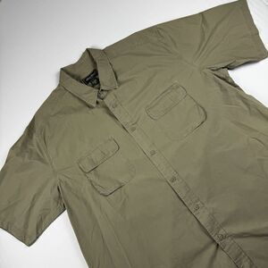 Eddie Bauer Canvas Short Sleeve Beige Button Down Mens XXLT